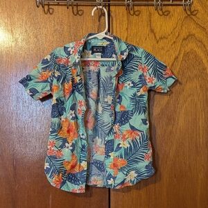The Children's Place Boy's Hawaiian Floral Shirt - Blue and Orange 5T